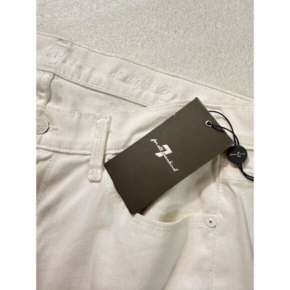 7 For All Mankind Straight Leg Jeans Clean White 31 NWT - Picture 5 of 7